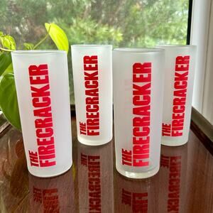 Set of 4 Vintage Libbey “The Firecracker” Frosted Glasses 6” Tall Retro Tumblers
